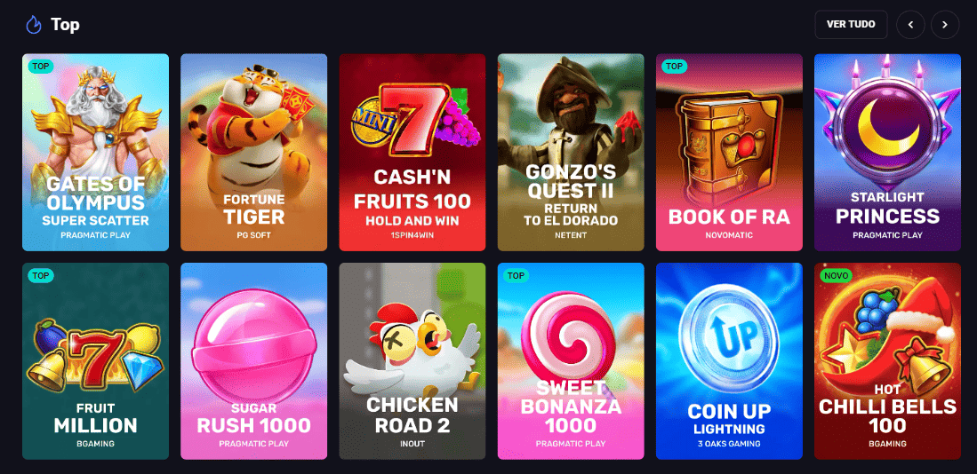 Grande variedade de jogos da Aura Spin